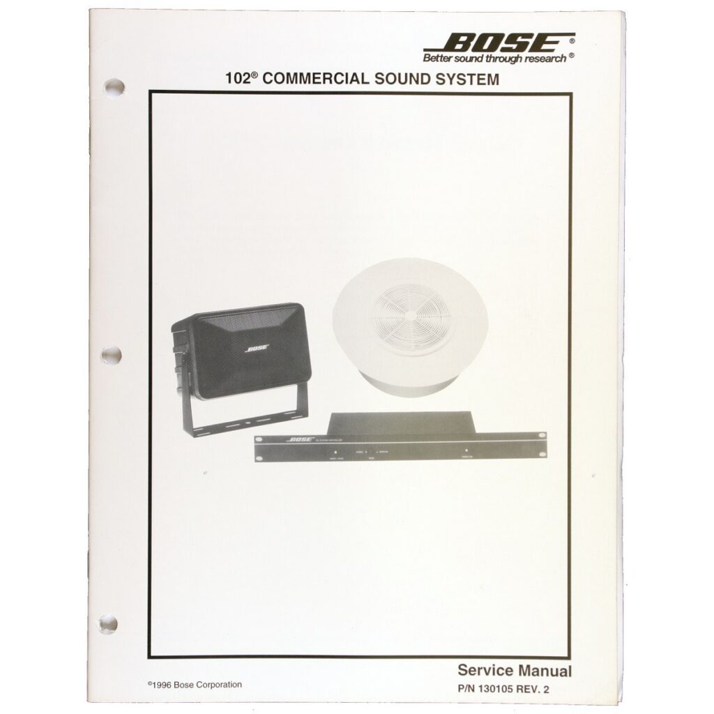 Bose 102 Commercial Sound System Speaker — Service Manual