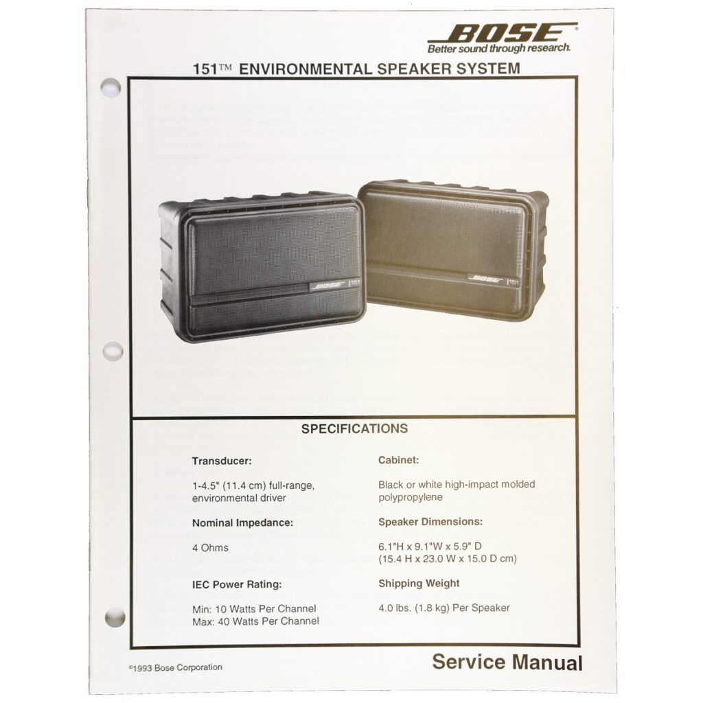 Bose 151 Environmental Speaker System — Service Manual