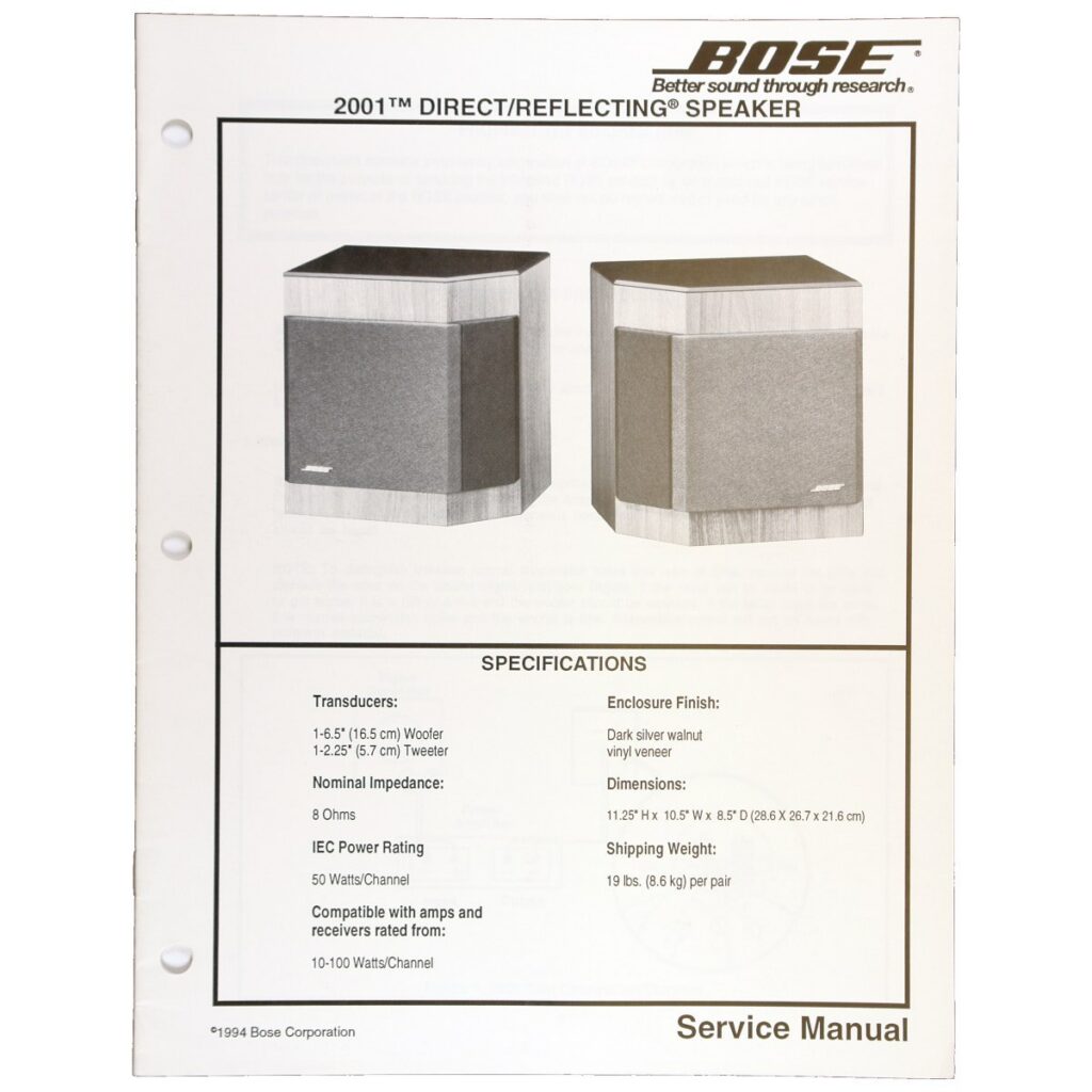 Bose 2001 Direct/Reflecting Speaker — Service Manual