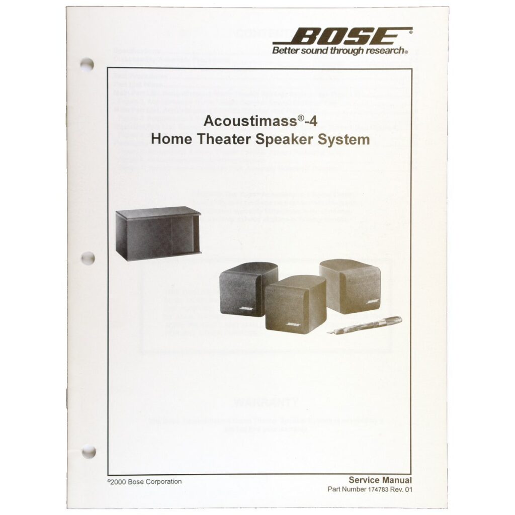 Bose Acoustimass-4 Home Theater Speaker System — Service Manual