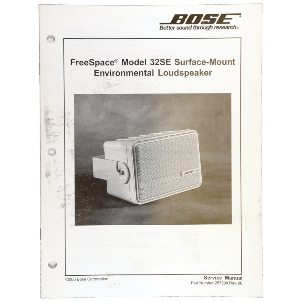 Bose FreeSpace Model 32SE Surface-Mount Environmental Loudspeaker — Service Manual