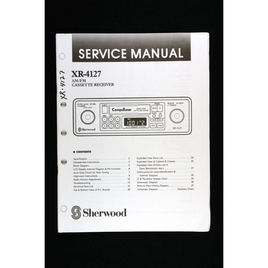 Sherwood XR-4127 AM/FM Cassette Receiver (Car Stereo) — Service Manual