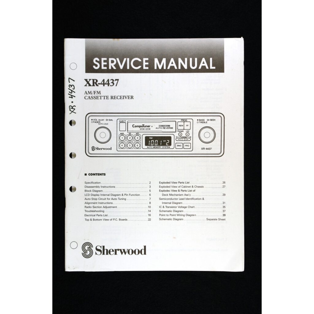 Sherwood XR-4437 AM/FM Cassette Receiver (Car Stereo) — Service Manual