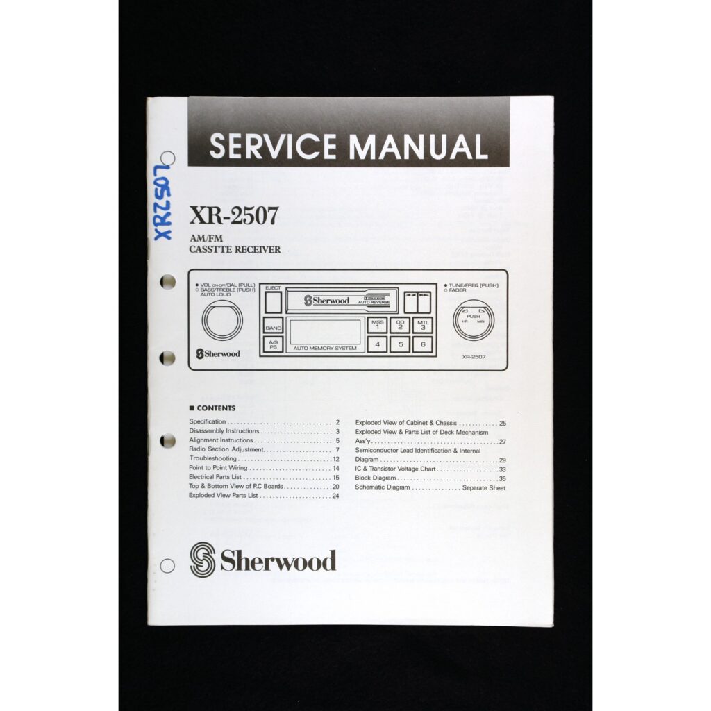 Sherwood XR-2507 AM/FM Cassette Receiver (Car Stereo) — Service Manual