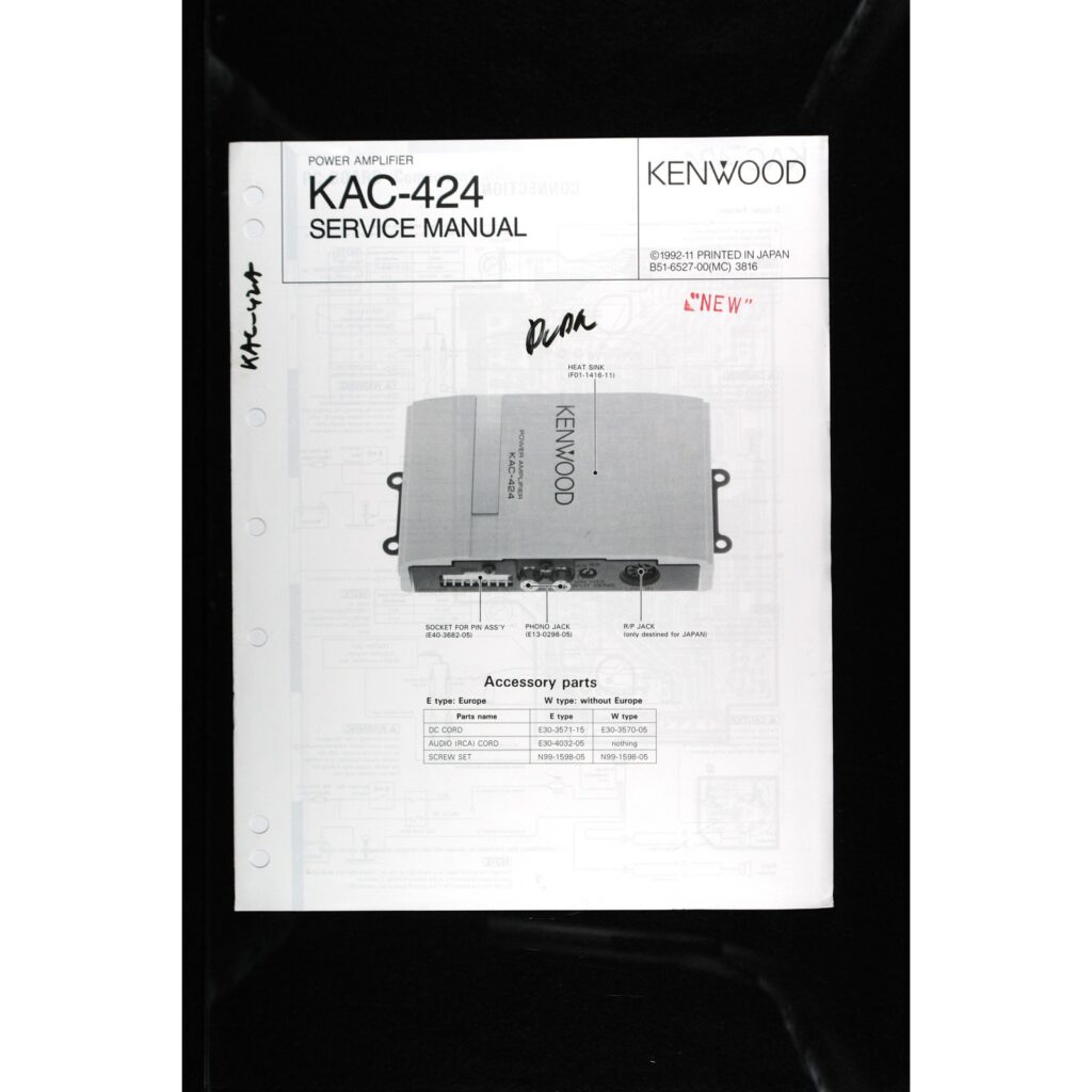 Kenwood KAC-424 Car Power Amplifier — Service Manual