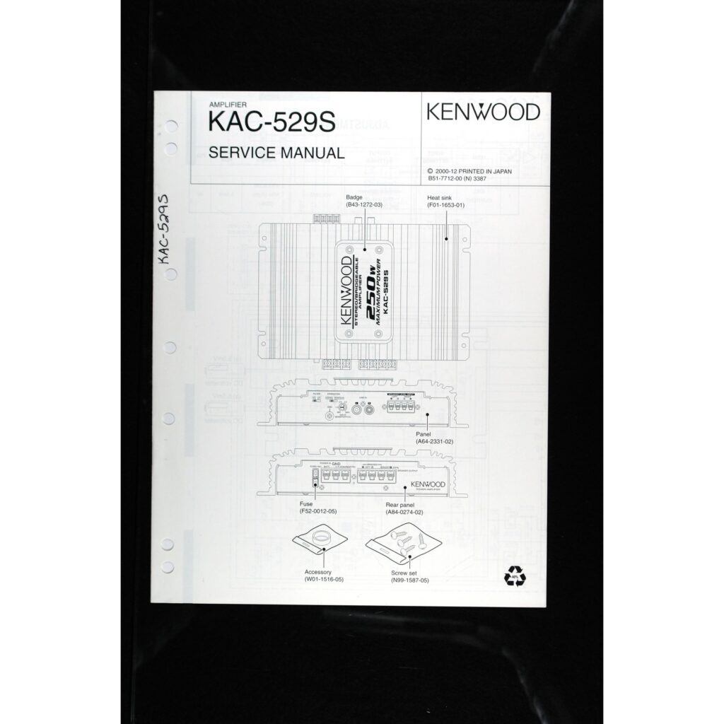 Kenwood KAC-529S Car Power Amplifier — Service Manual