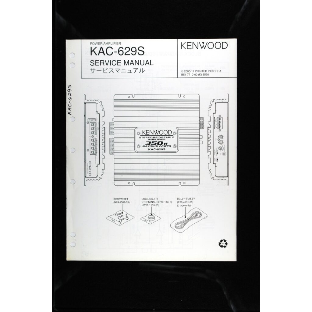 Kenwood KAC-629S Car Power Amplifier — Service Manual