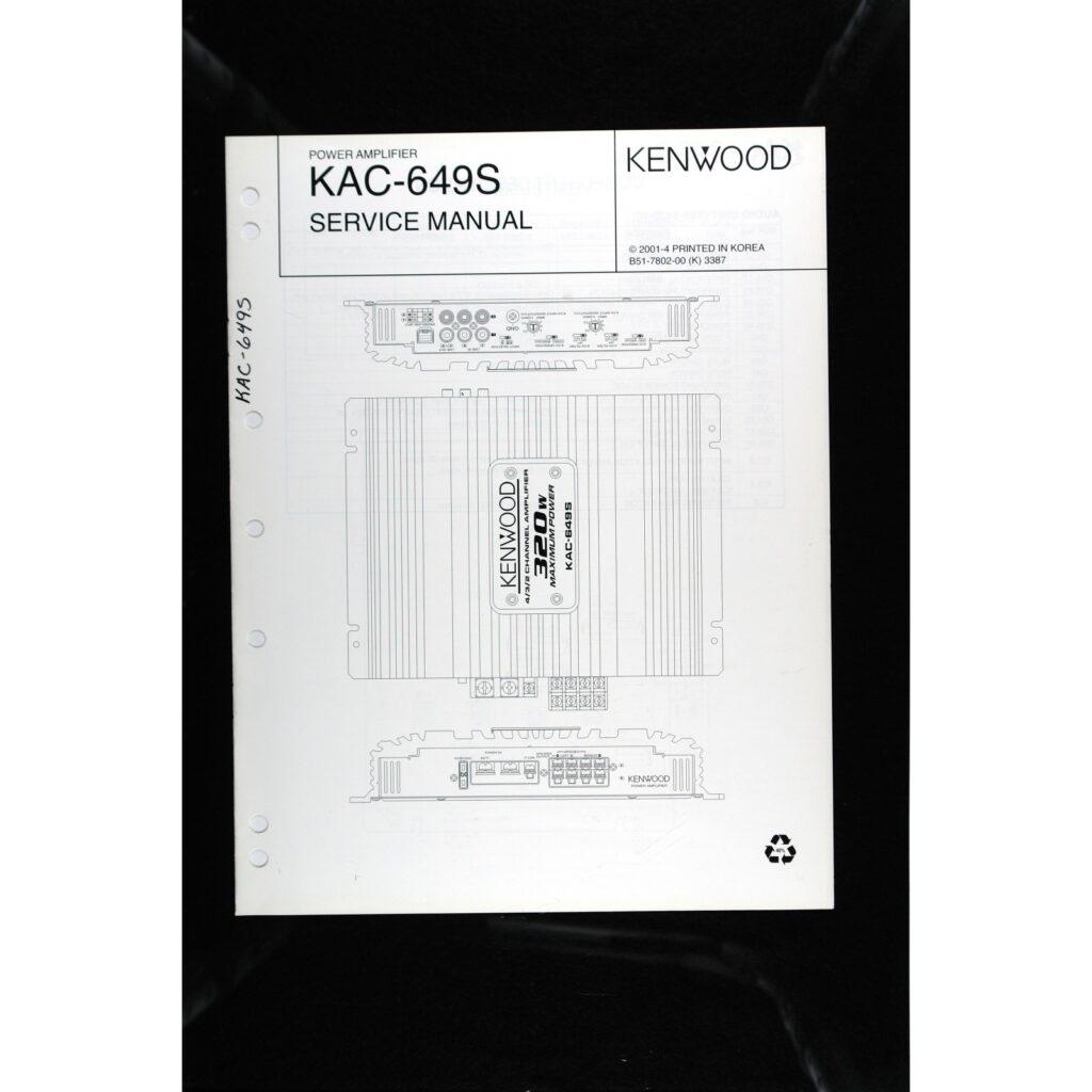 Kenwood KAC-649S Car Power Amplifier — Service Manual
