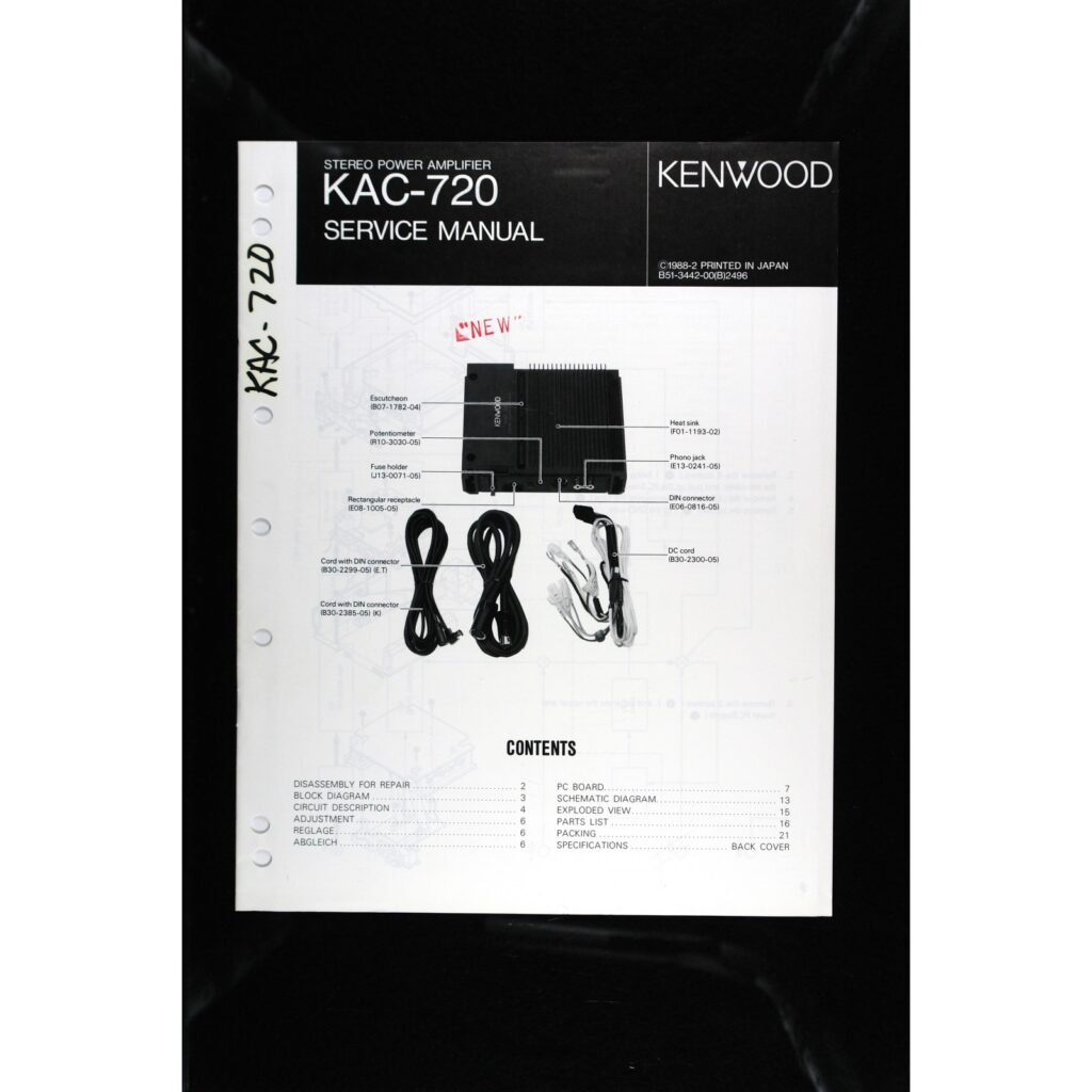 Kenwood KAC-720 Car Power Amplifier — Service Manual