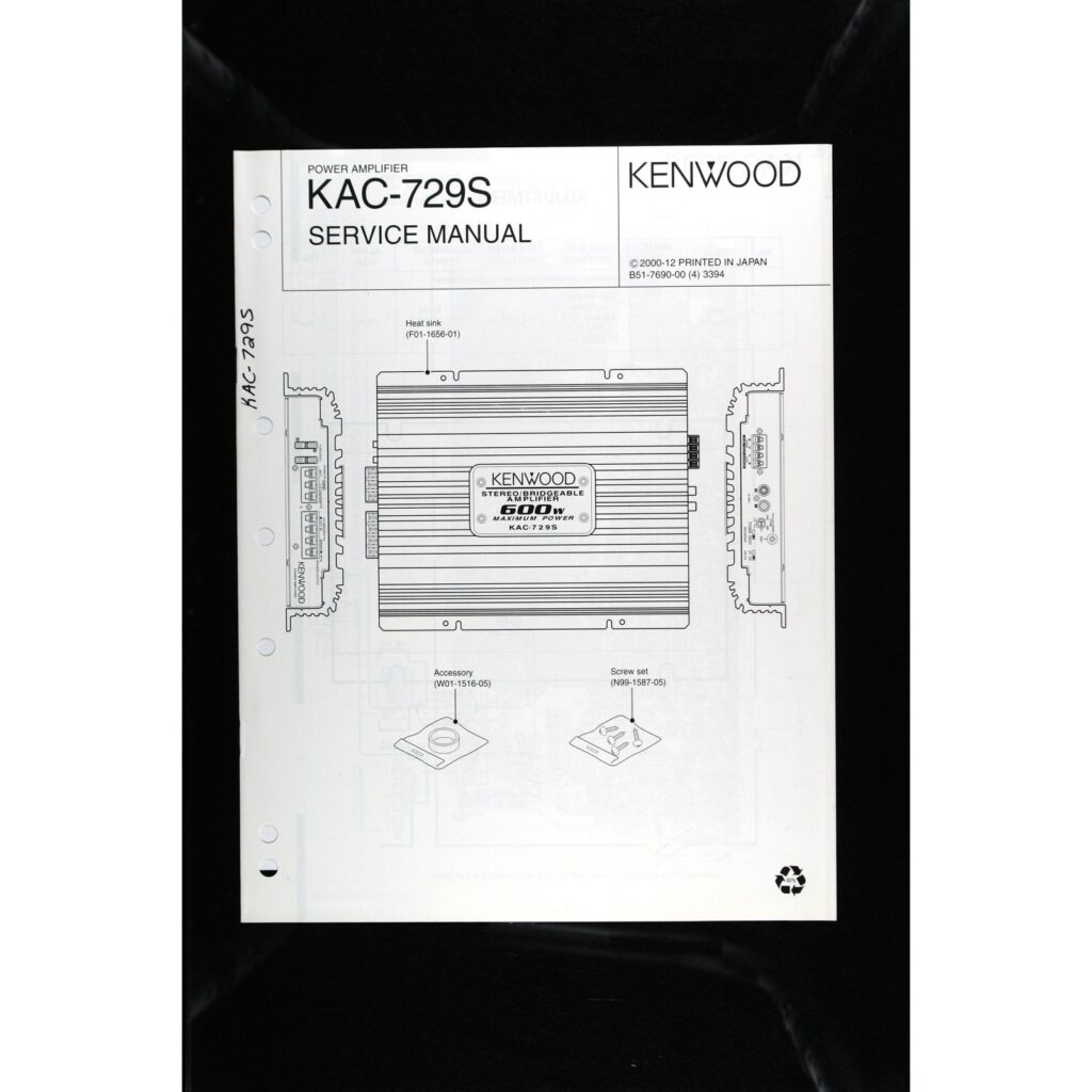 Kenwood KAC-729S Car Power Amplifier — Service Manual