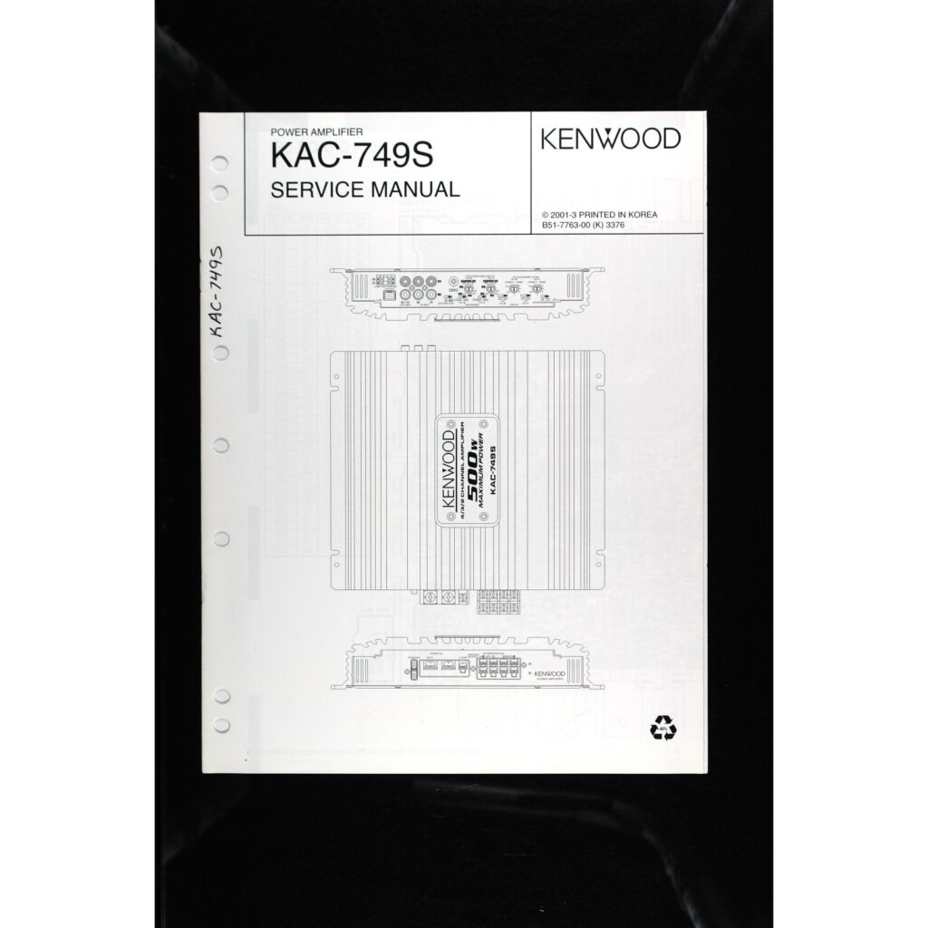Kenwood KAC-749S Car Power Amplifier — Service Manual