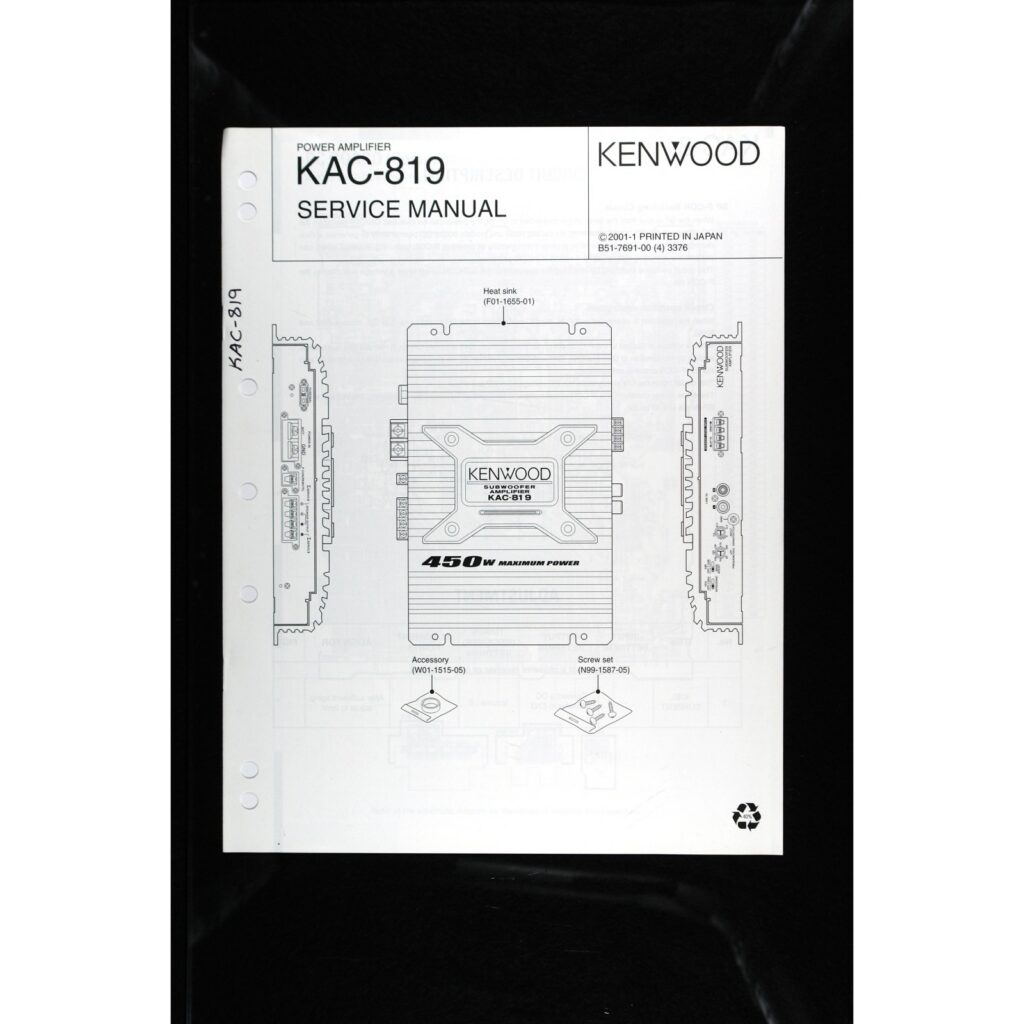Kenwood KAC-819 Car Power Amplifier — Service Manual