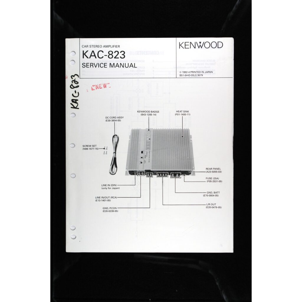 Kenwood KAC-823 Car Power Amplifier — Service Manual
