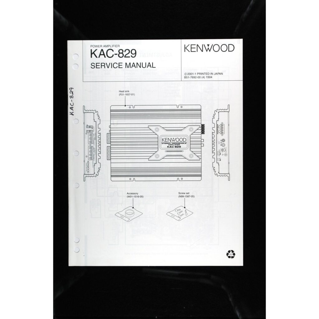 Kenwood KAC-829 Car Power Amplifier — Service Manual