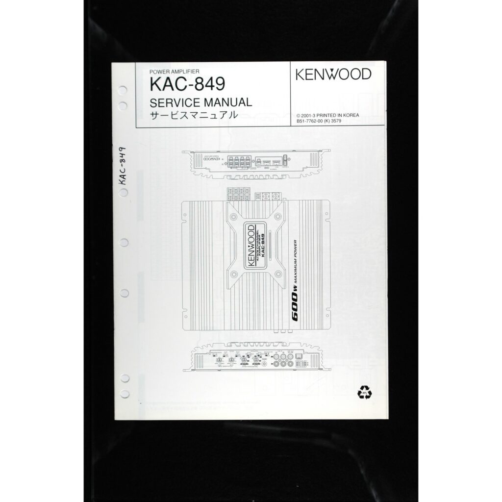 Kenwood KAC-849 Car Power Amplifier — Service Manual