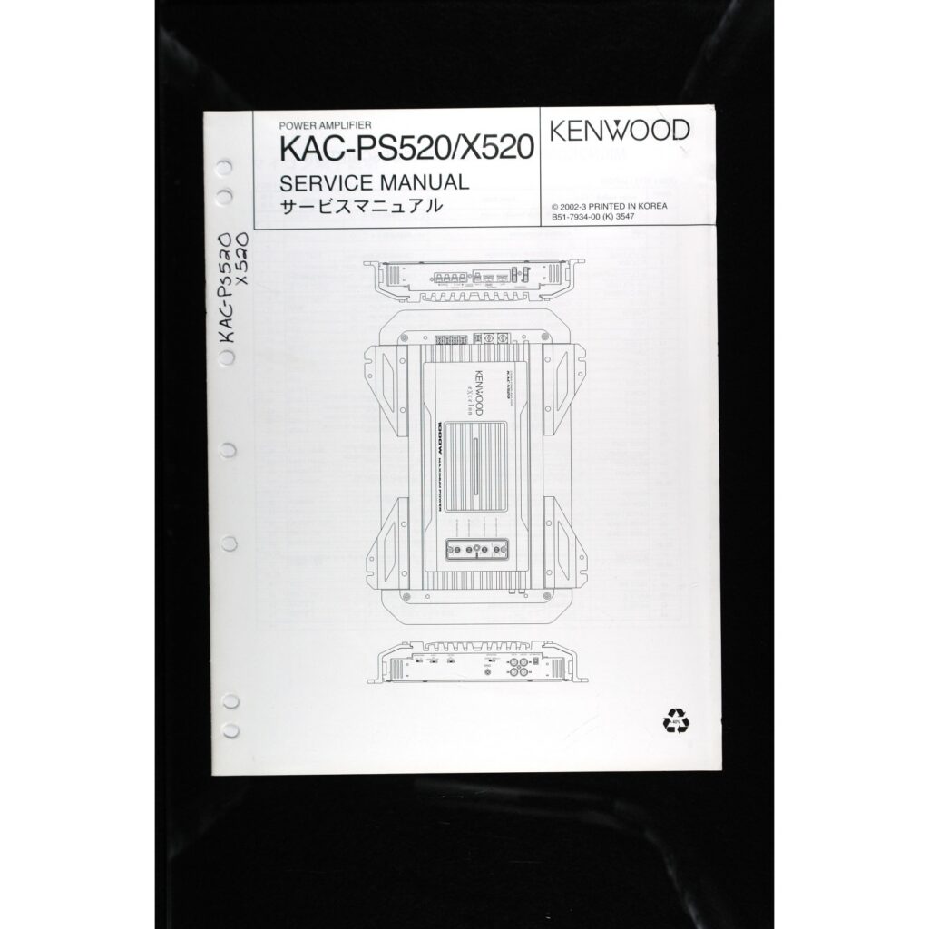 Kenwood KAC-PS520 / X520 Car Power Amplifier — Service Manual