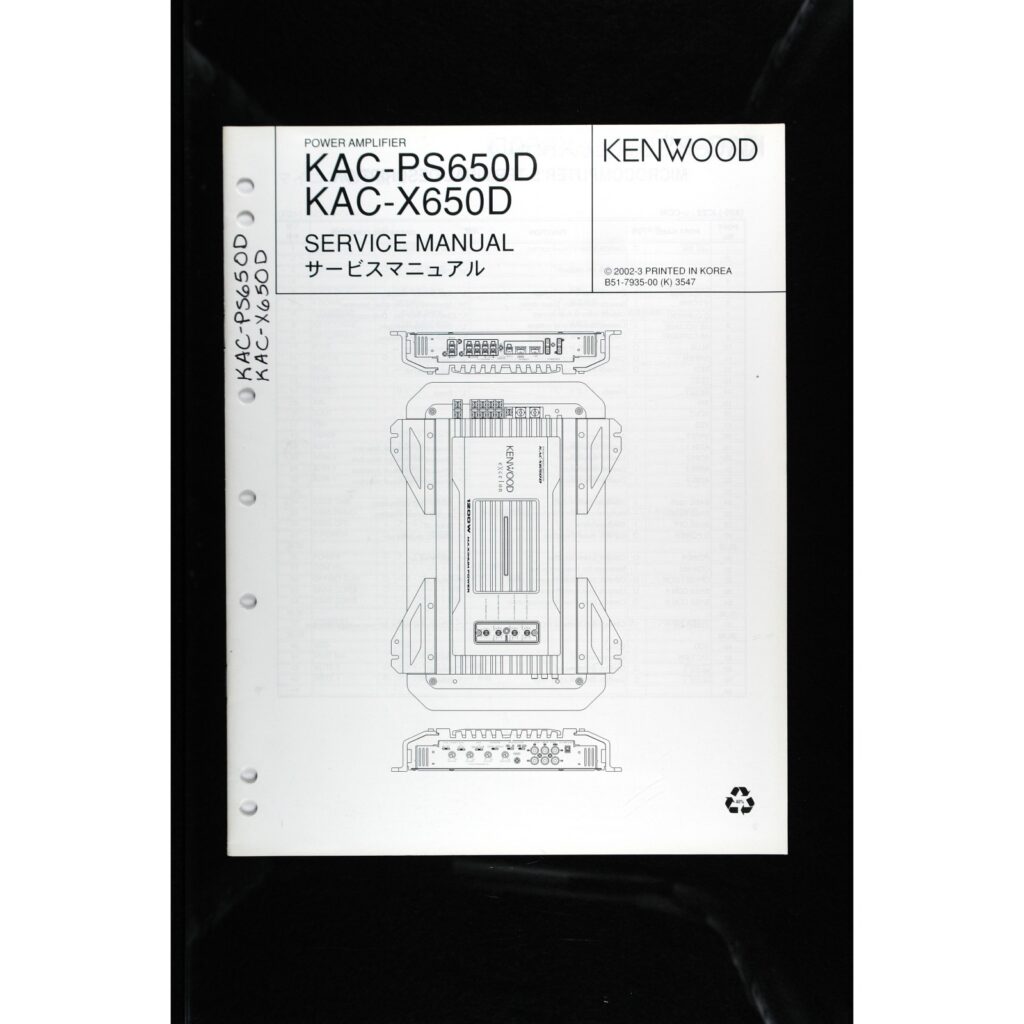 Kenwood KAC-PS650D / X650D Car Power Amplifier — Service Manual