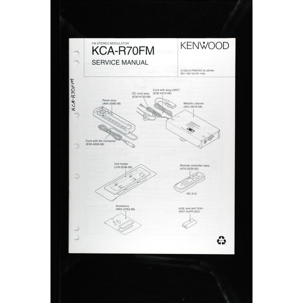 Kenwood KCA-R70FM FM Stereo Modulator — Service Manual
