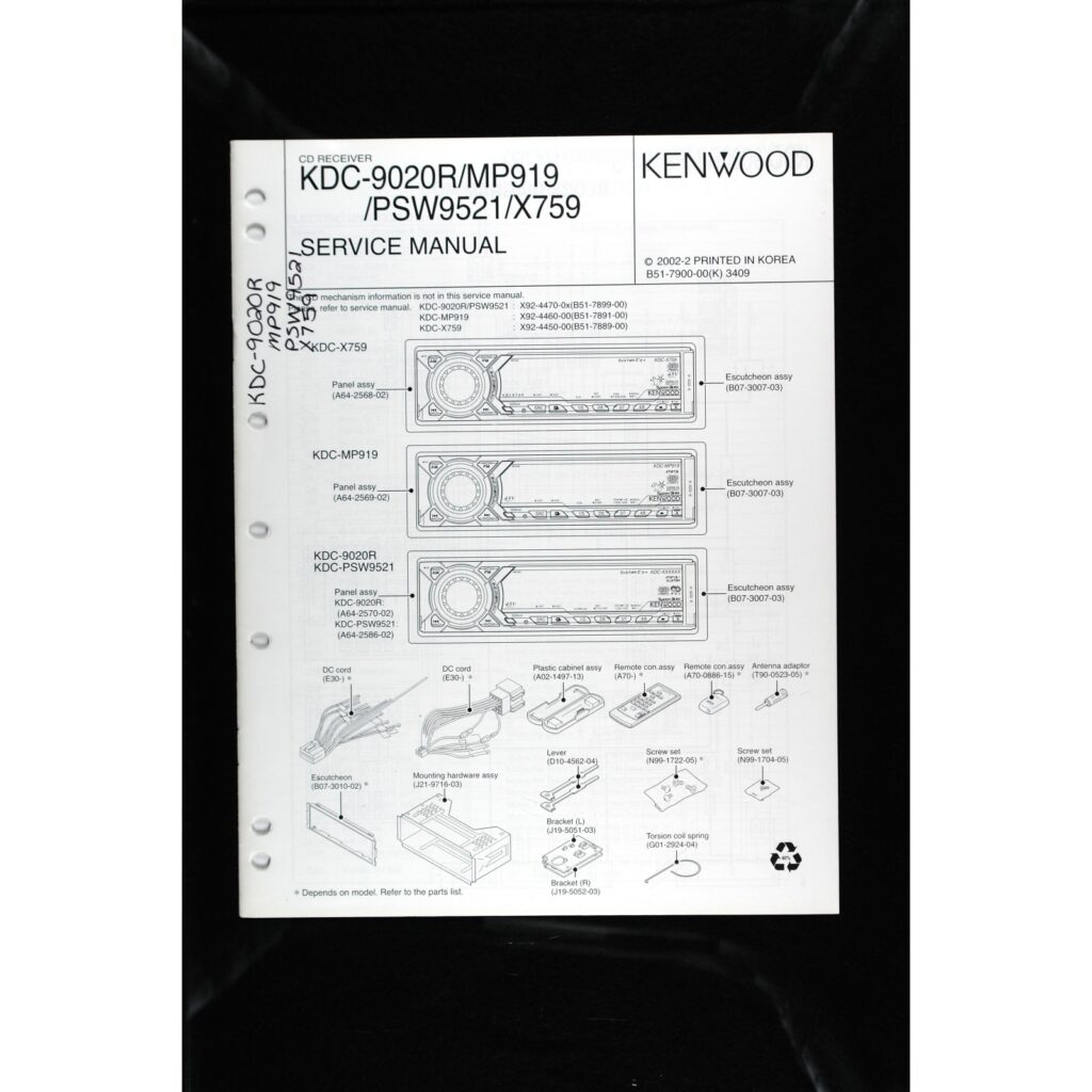 Kenwood KDC-9020R series Car Stereo — Service Manual