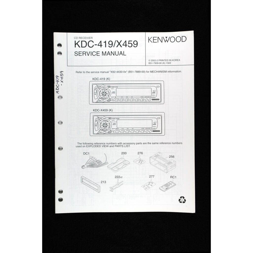 Kenwood KDC-419 / X459 Car Stereo — Service Manual