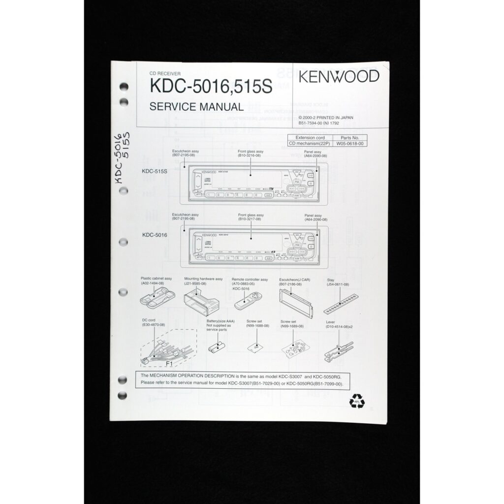 Kenwood KDC-5016 / 515S Car Stereo — Service Manual