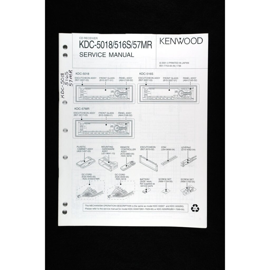 Kenwood KDC-5018 series Car Stereo — Service Manual