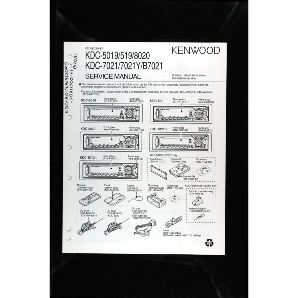 Kenwood KDC-5019 series Car Stereo — Service Manual