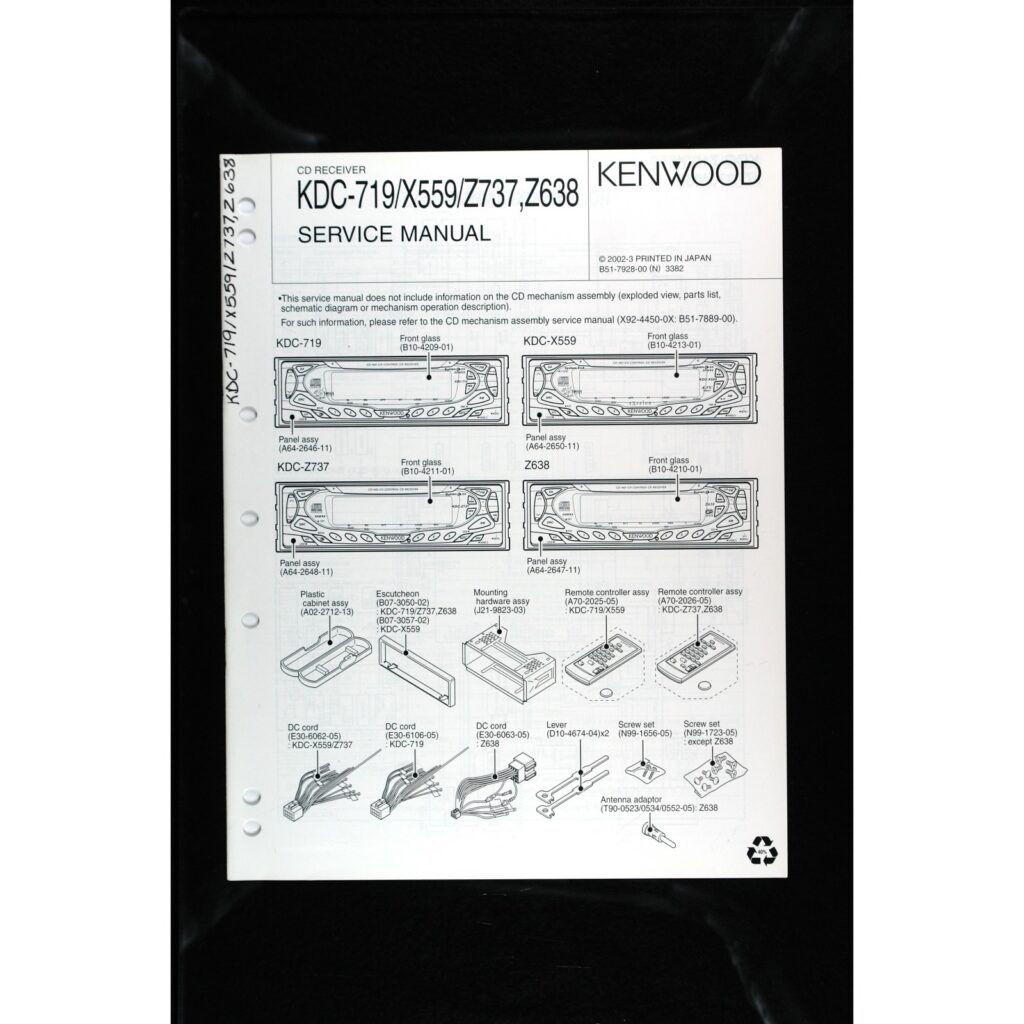Kenwood KDC-719 series Car Stereo — Service Manual