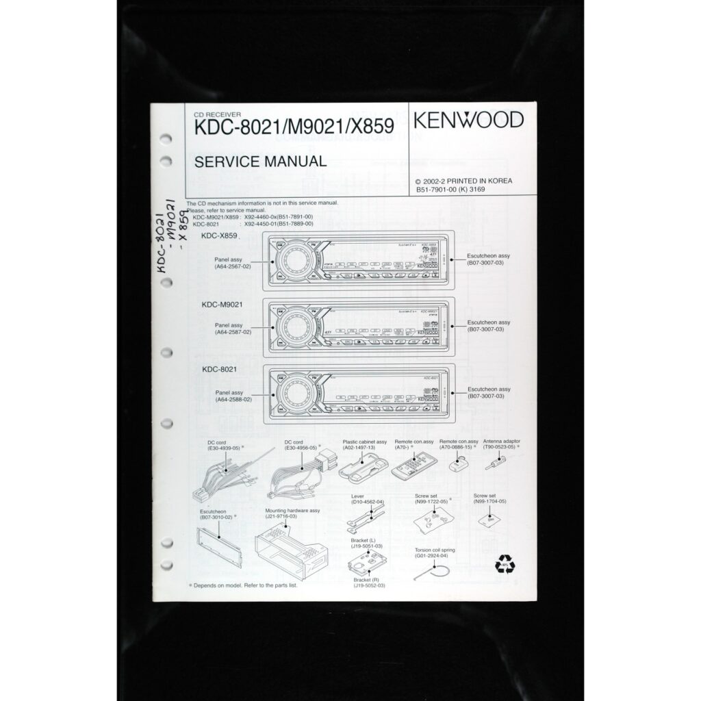 Kenwood KDC-8021 series Car Stereo — Service Manual