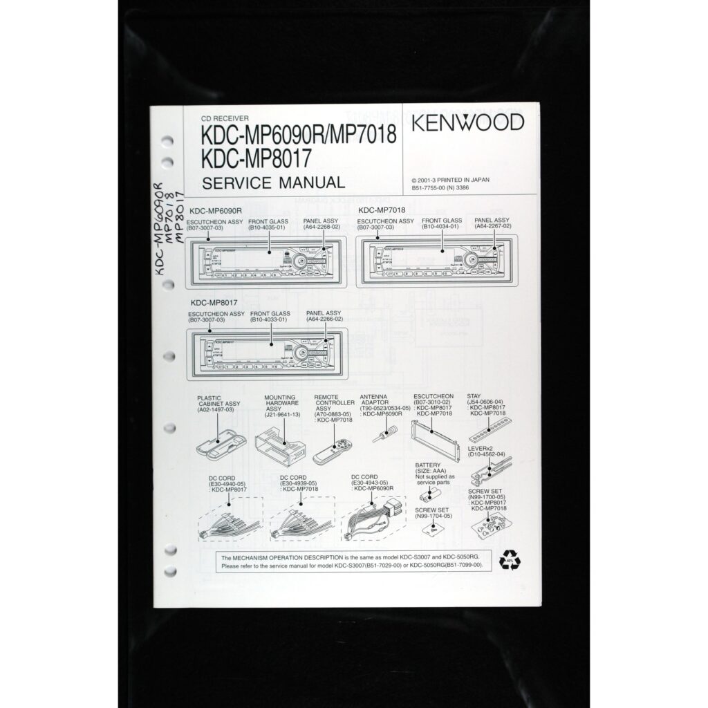 Kenwood KDC-MP6090R series Car Stereo — Service Manual