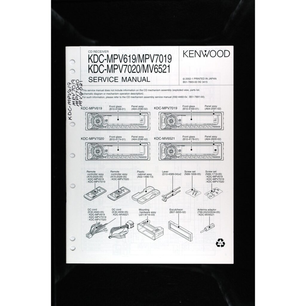 Kenwood KDC-MPV619 series Car Stereo (DVD/MP3) — Service Manual