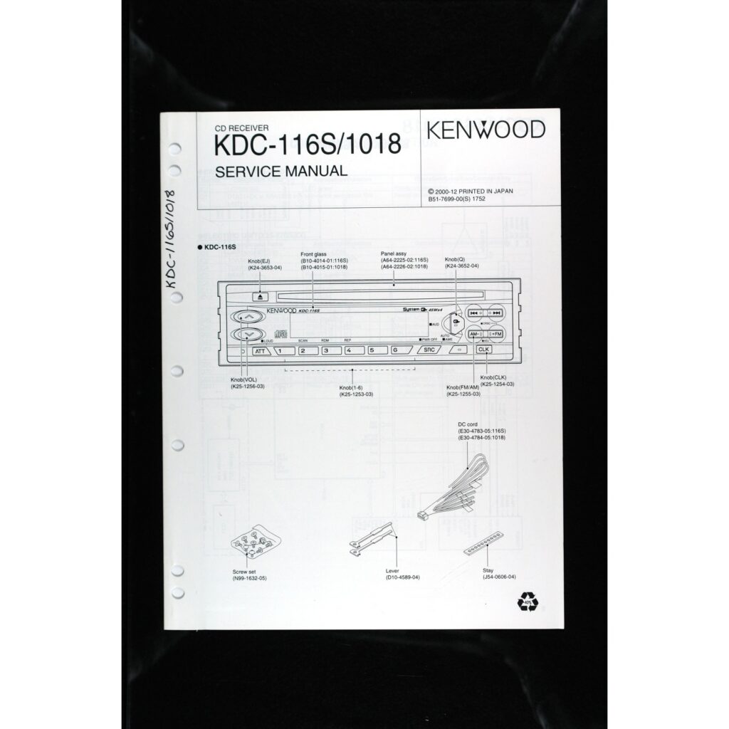 Kenwood KDC-116S / 1018 Car Stereo — Service Manual