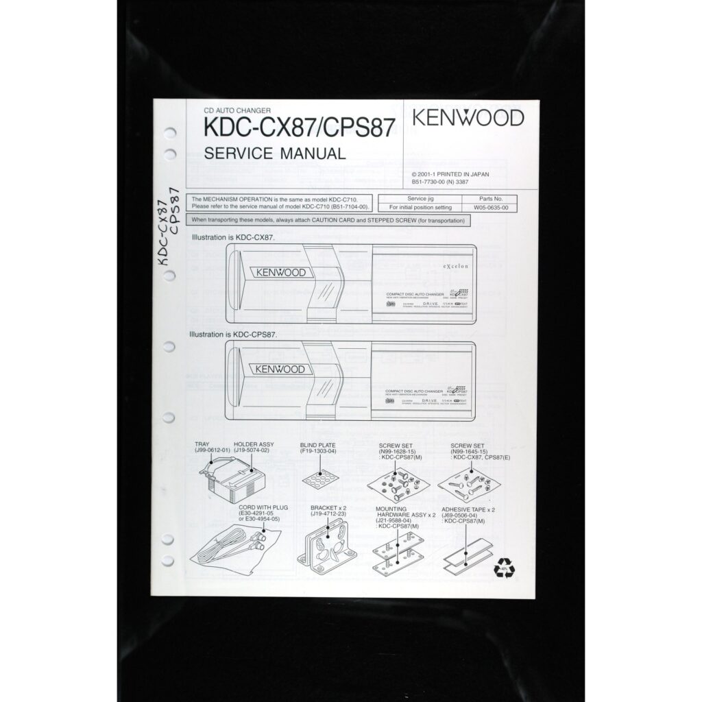 Kenwood KDC-CX87 / CPS87 CD Auto Changer — Service Manual