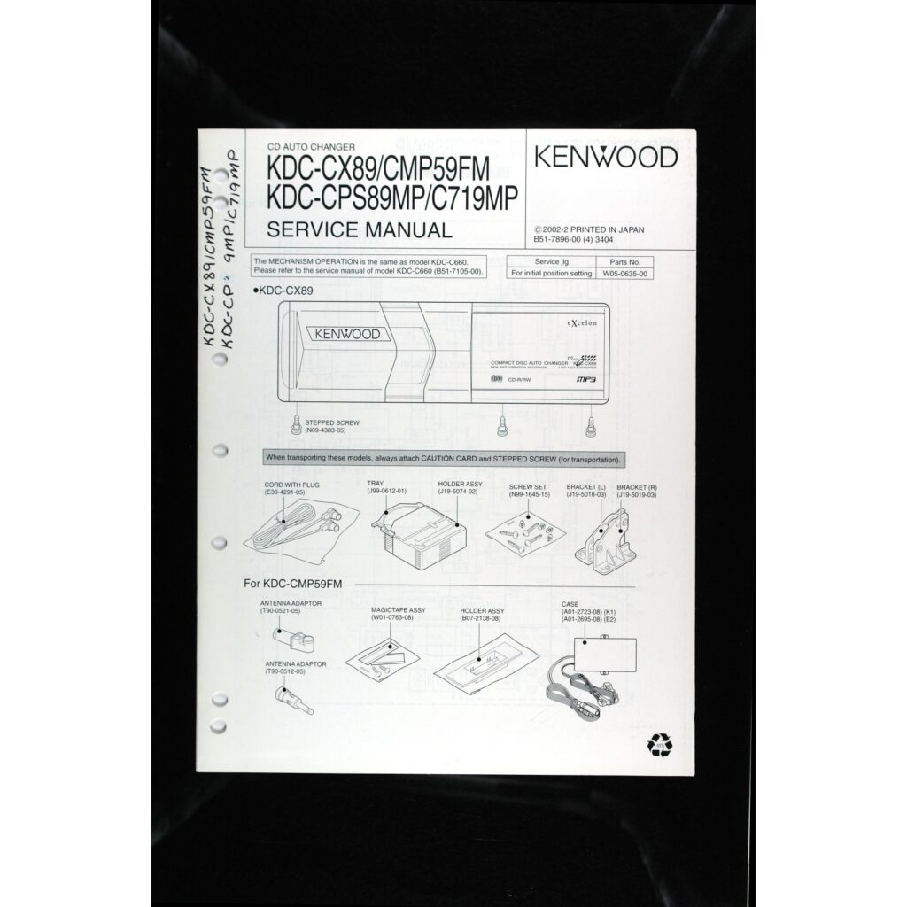 Kenwood KDC-CX89 series CD Auto Changer — Service Manual