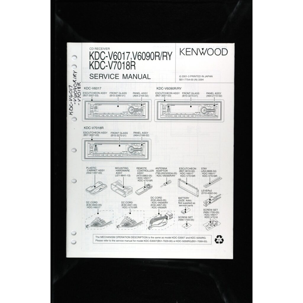 Kenwood KDC-V6017 series Car Stereo (CD Receiver) — Service Manual