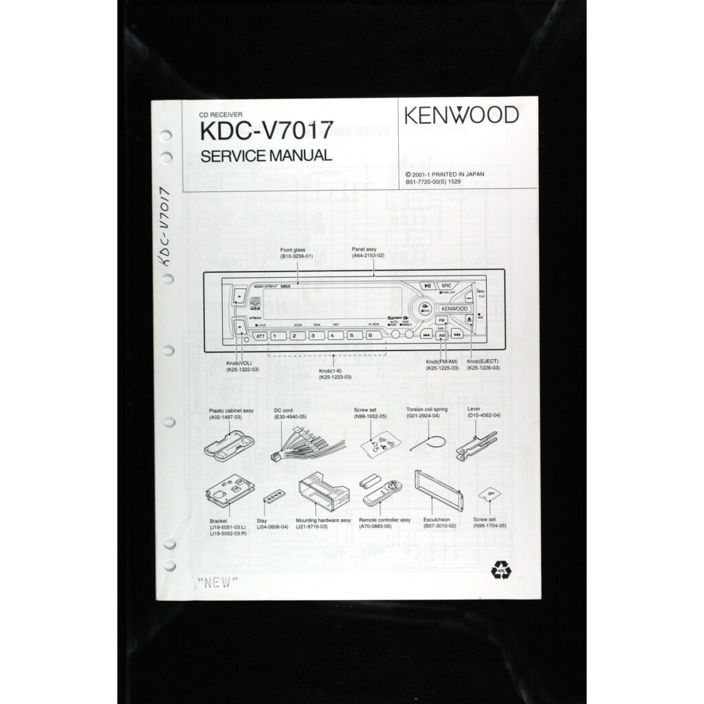 Kenwood KDC-V7017 Car Stereo (CD Receiver) — Service Manual