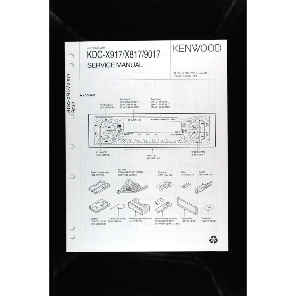 Kenwood KDC-X917 series Car Stereo — Service Manual