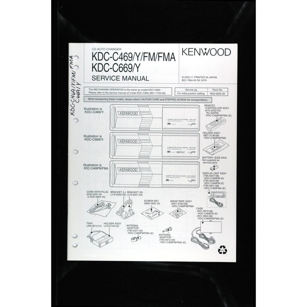 Kenwood KDC-C469 / C669 CD Auto Changer — Service Manual