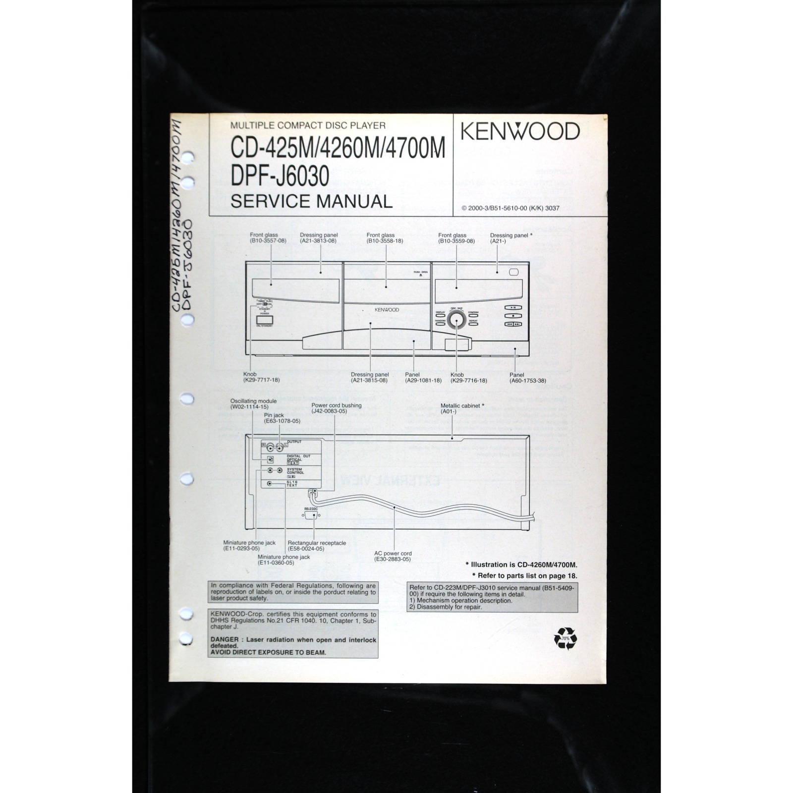 Kenwood CD-425M series CD Changer — Service Manual