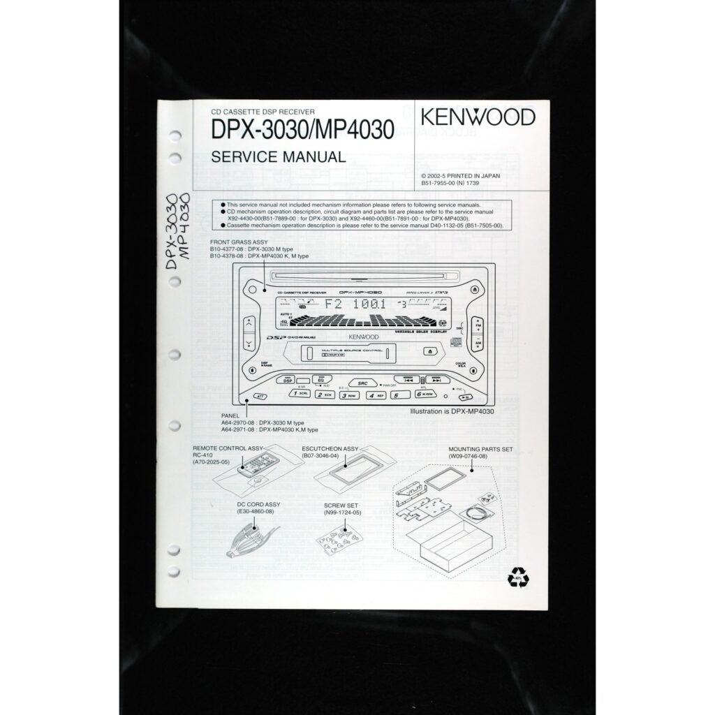 Kenwood DPX-3030 / MP4030 Car Stereo — Service Manual