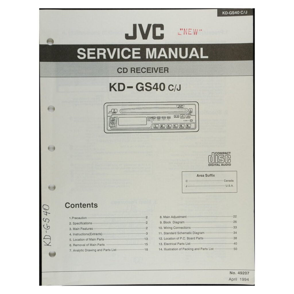 JVC KD-GS40 Car CD Receiver — Service Manual