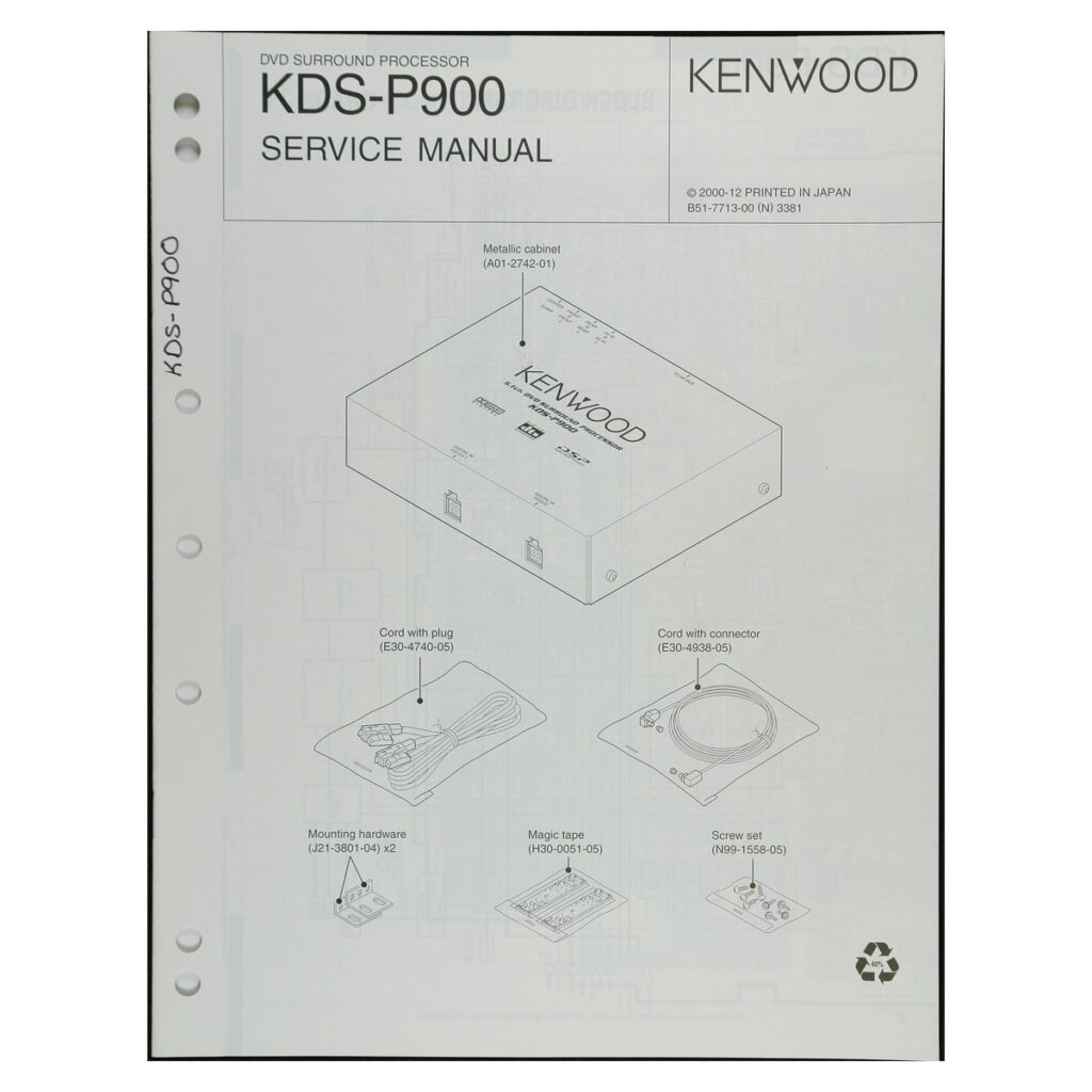 Kenwood KDS-P900 DVD Surround Processor — Service Manual