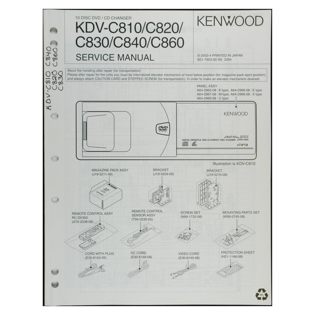 Kenwood KDV-C810 10-Disc DVD/CD Changer — Service Manual