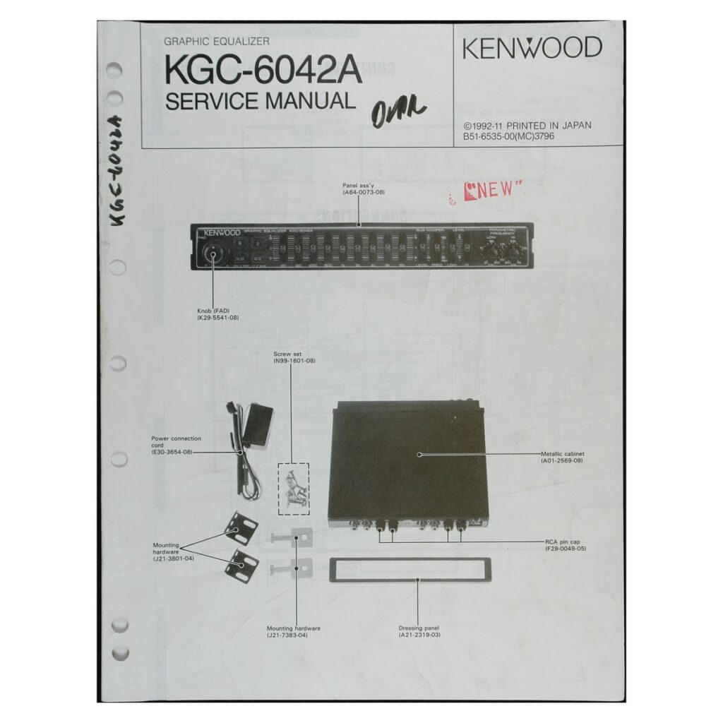 Kenwood KGC-6042A Car Graphic Equalizer — Service Manual