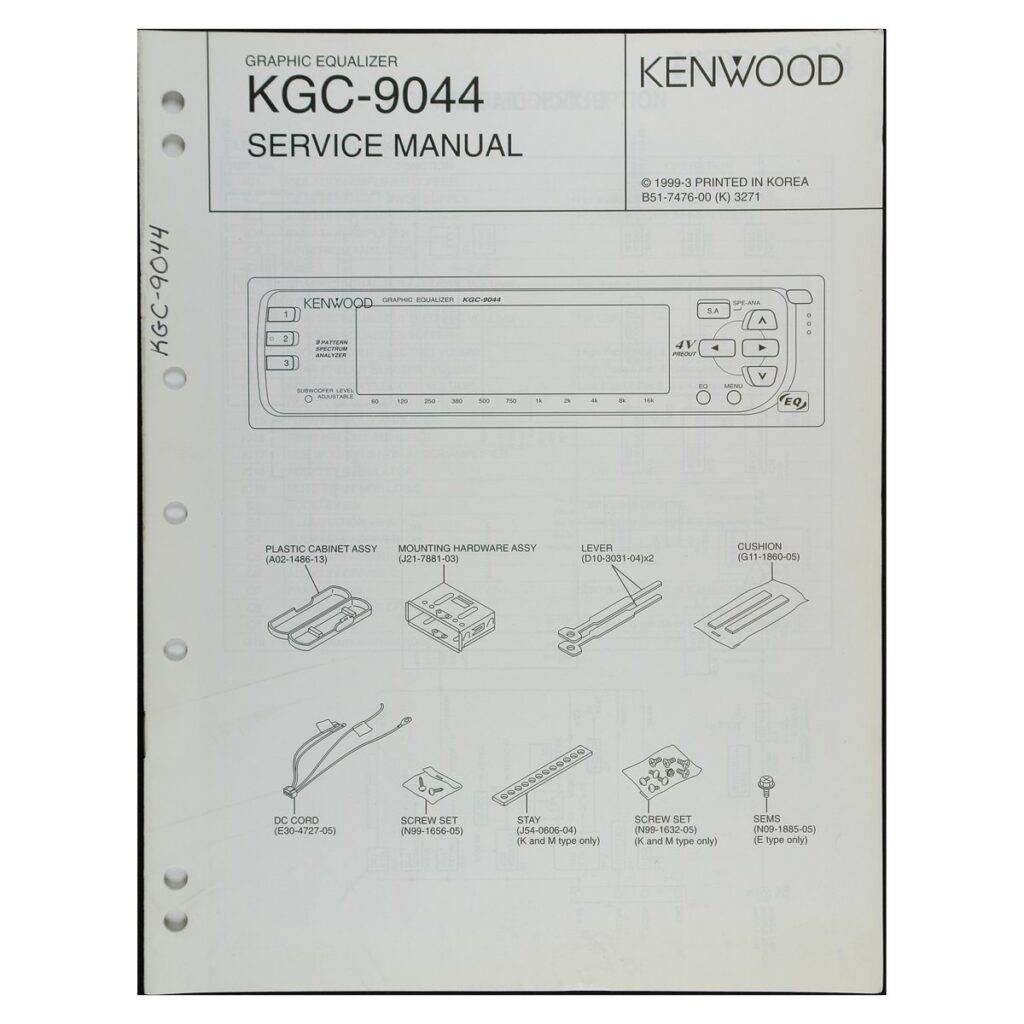 Kenwood KGC-9044 Car Graphic Equalizer — Service Manual