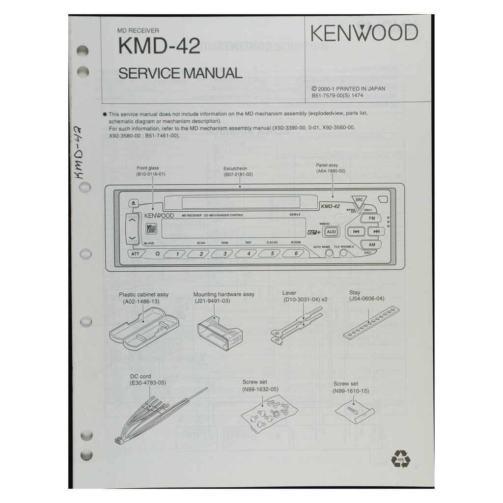 Kenwood KMD-42 MD Receiver — Service Manual