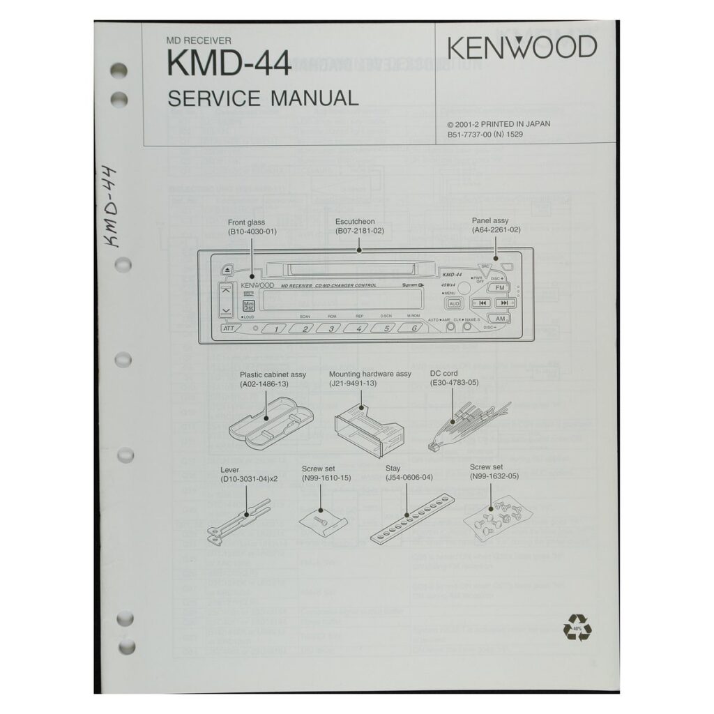 Kenwood KMD-44 MD Receiver — Service Manual