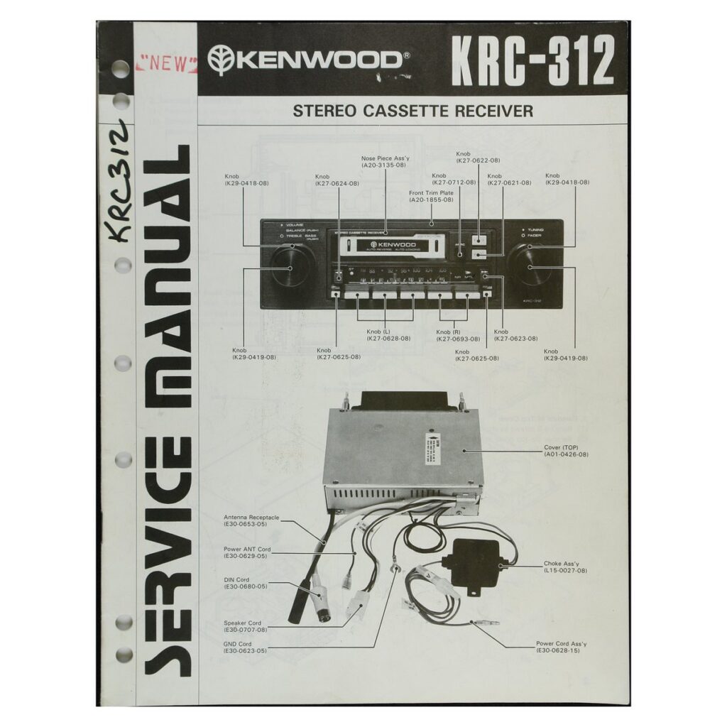 Kenwood KRC-312 Car Stereo Cassette Receiver — Service Manual