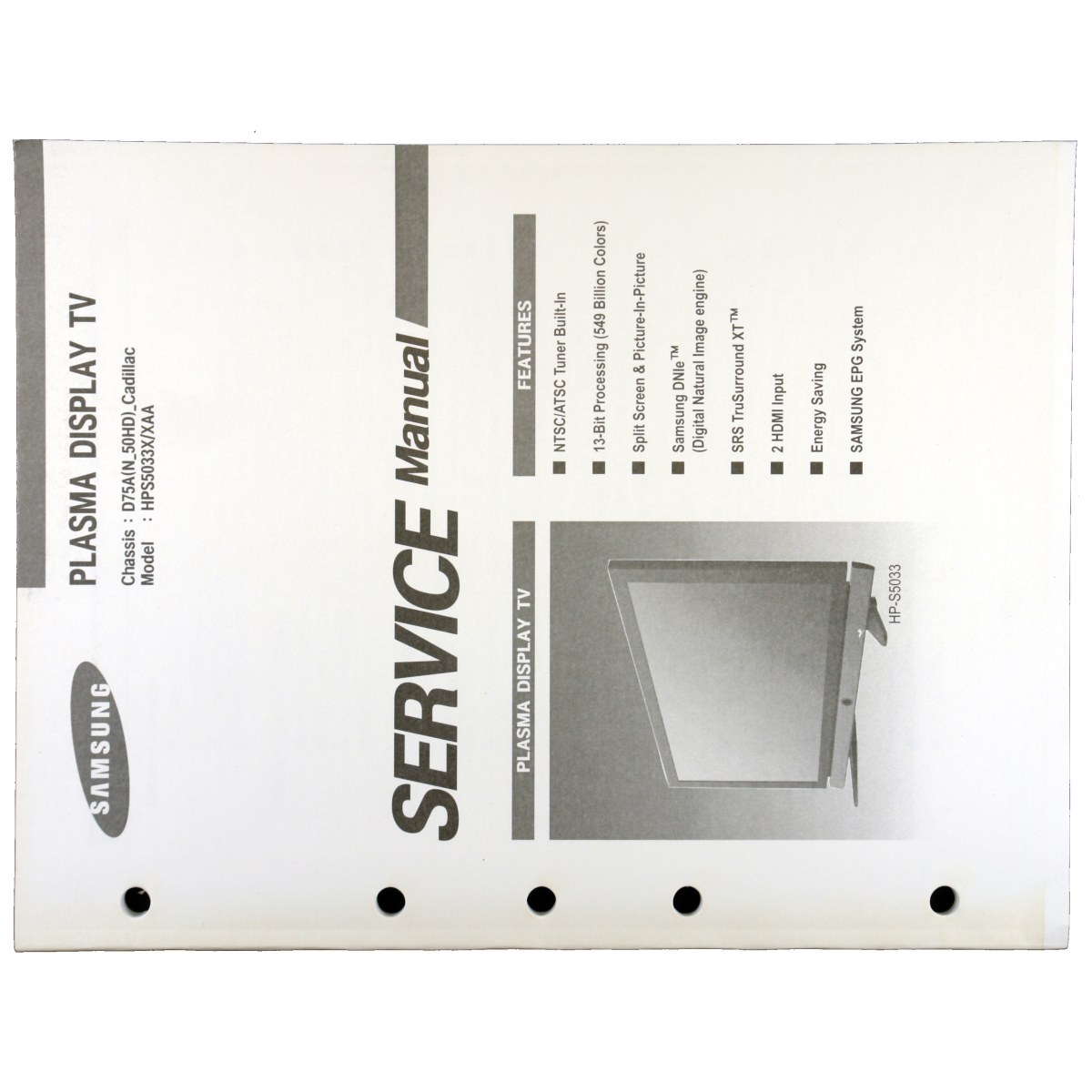 Samsung HP-S5033 Plasma TV — Service Manual