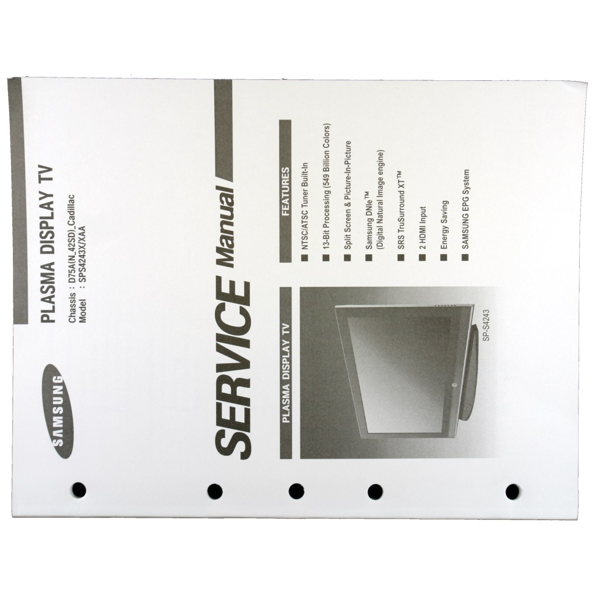 Samsung SP-S4243 Plasma TV — Service Manual